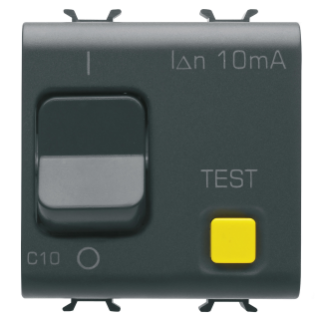 RESIDUAL CURRENT BREAKER WITH OVERCURRENT PROTECTION - C CHARACTERISTIC - CLASS A - 1P+N 10A 230Vac 10mA - 2 MODULES - SATIN BLACK - CHORUSMART