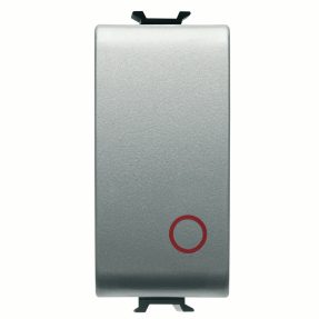 לחצן ‎1p ‏v ac250 - nc 16a - לחצן רגיל - סמל 0 אדום - 1‏‎‏‎ מודול - טיטניום – chorusmart