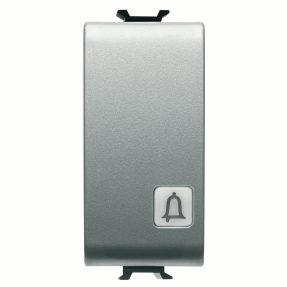 לחצן ‎1p ‏v ac250 - no 16a ניתן להארה - עם עדשה ניטרלית הניתנת להחלפה - סמל: פעמון - 1‏‎‏‎ מודול - טיטניום - chorusmart