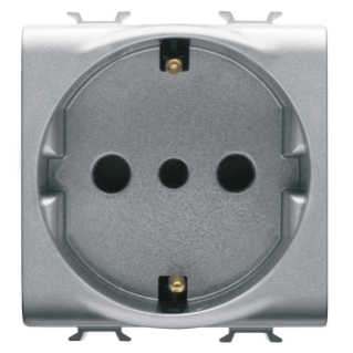 ITALIAN/GERMAN STANDARD SOCKET-OUTLET 250V ac - 2P+E 16A - P30 - 2 MODULES - TITANIUM - CHORUS