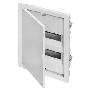 PROTECTED FLUSH-MOUNTING ENCLOSURE FOR PLASTERBOARD WALLS - WITH TERMINAL BLOCKS - 36 MODULES - BLANK DOOR AND METAL FRAME