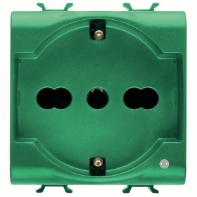 italian/german standard socket-outlet 250v ac - for dedicated lines - 2p+e 16a dual amperage p40 - 2 modules - green - antibacterial - chorusmart