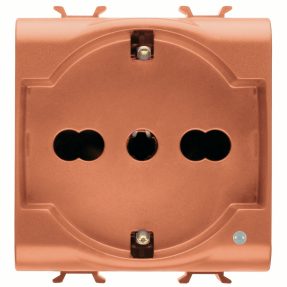 italian/german standard socket-outlet 250v ac - for dedicated lines - 2p+e 16a dual amperage - p40 - 2 modules - orange - chorusmart
