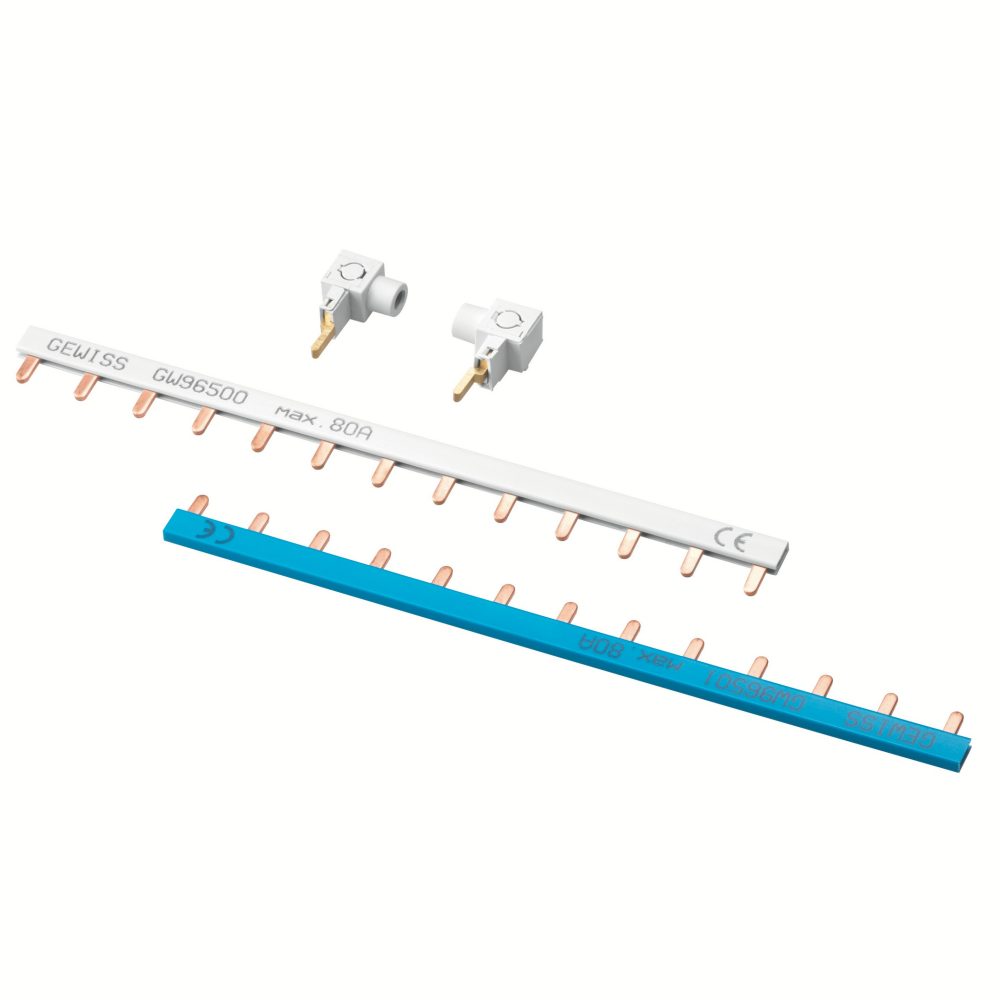  kit 2 peignes de raccordement unipolaire pour mtc 1p 13 modules 63a bleu et gris + 2 bornes