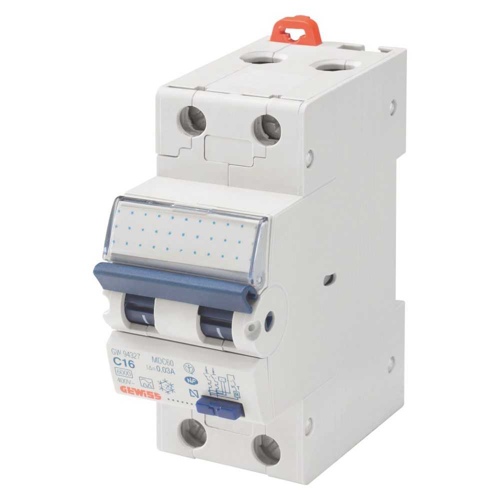  INTERRUPTOR MAGNETOTÉRMICO DIFFERENCIAL COMPACTO - MDC 100 - CURVA B - 2P 16A 30mA - CLASE A INMUNIDAD REFORZADA - 2 MÓDULOS