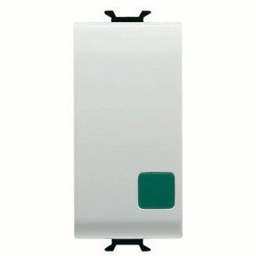  PULSANTE UNIPOLARE 250V ac - NA+NC 16A - MARCIA - LENTE VERDE - 1 MODULO - BIANCO LUCIDO - CHORUSMART
