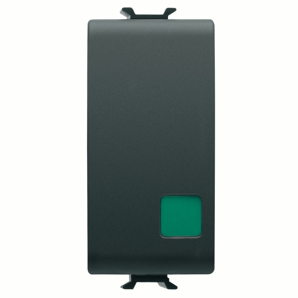  PULSADOR UNIPOLAR 1P 250 Vca - NA+NC 16A - MARCHA - LENTE VERDE - 1 MÓDULO - NEGRO SATINADO - CHORUSMART