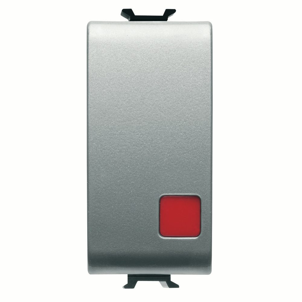 PUSH-BUTTON 1P 250V ac - NC+NO 16A - STOP - RED LENS - 1 MODULE - TITANIUM – CHORUSMART