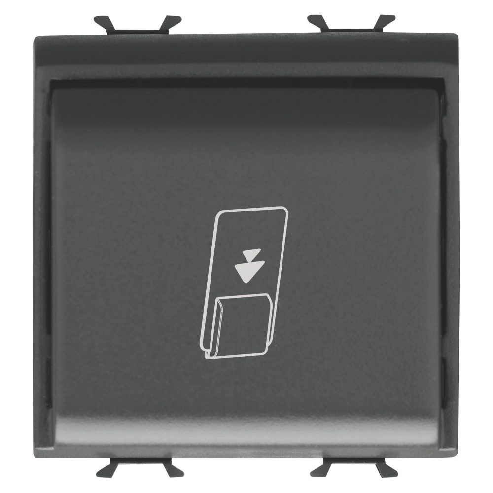  interruttore universale a badge - unipolare na 16ax - illuminabile - 2 moduli - nero satinato - chorusmart