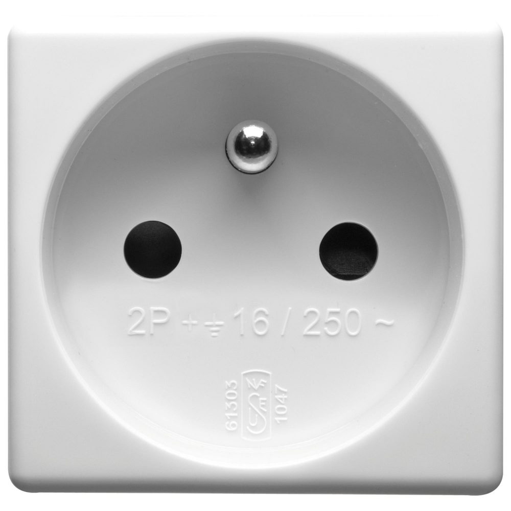 base norma francesa 250v ac - 2p+t 10/16a - 2 módulos- system white