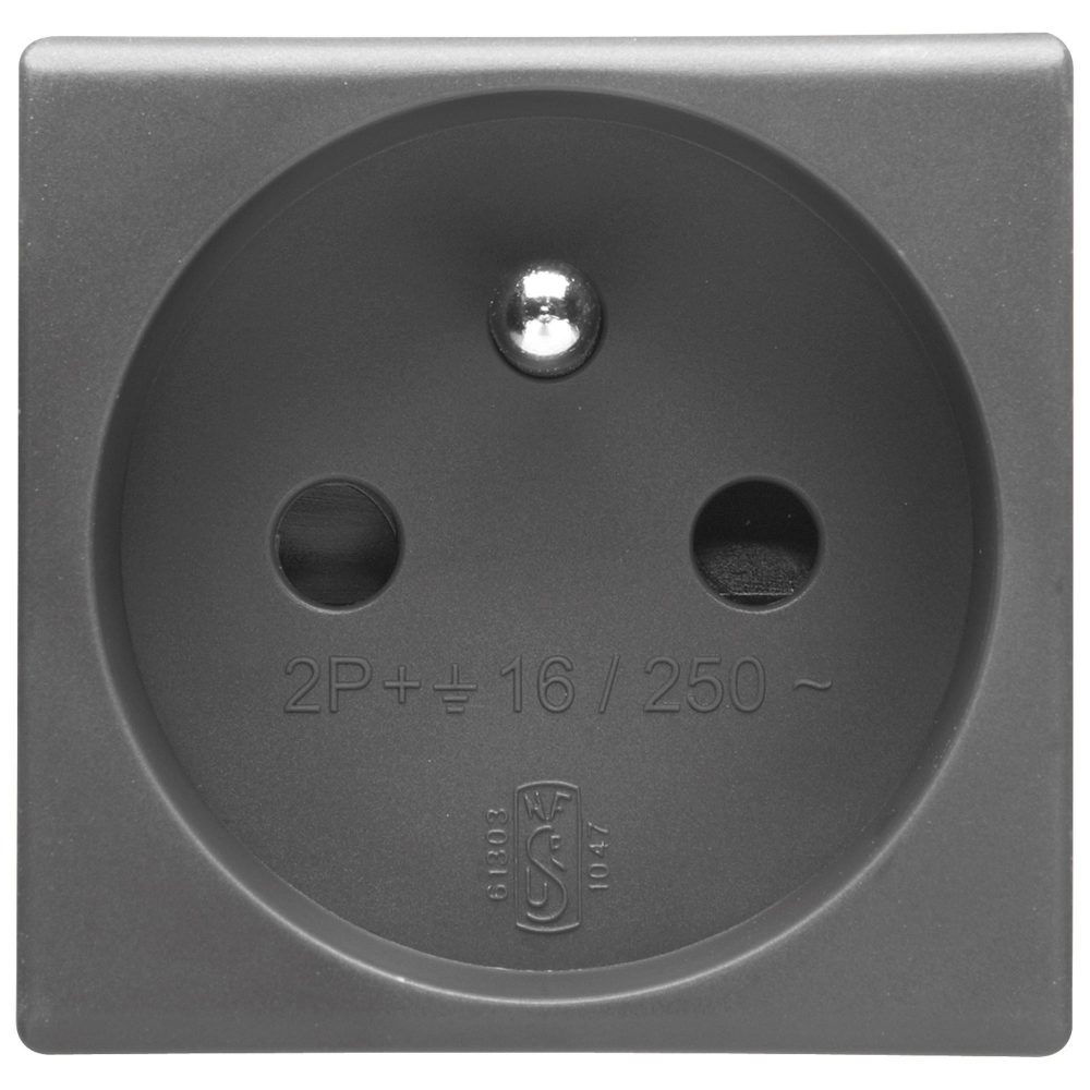 french standard socket-outlet 250v ac - 2p+e 16a - 2 modules - system black