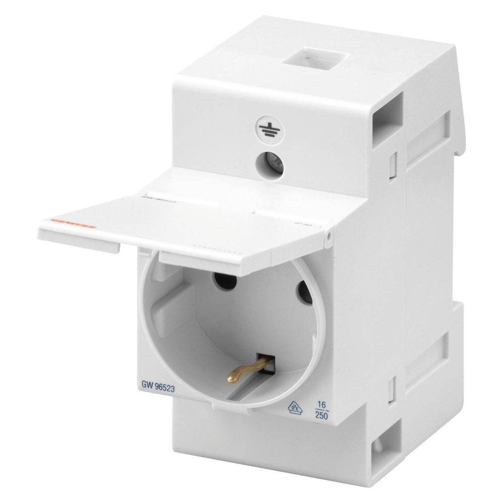  DIN RAIL CONTACTDOOS - DUITSE STANDAARD - MET DEKSEL - 2P+A 16 A - 2,5 MODULE