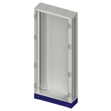 Monobloc side-by-side floor-mounting structures in painted sheet steel Colour grey RAL 7035 - Complete with functional frames, cable gland plates and inspectable plinth H = 100 mm - Colour blue RAL 5003 Monobloc side-by-side floor-mounting structures in painted sheet steel Colour grey RAL 7035 - Complete with functional frames, cable gland plates and inspectable plinth H = 100 mm - Colour blue RAL 5003