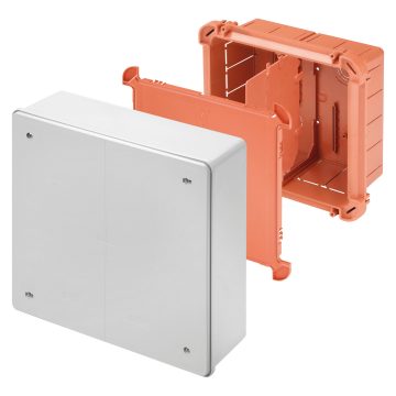 Junction and connection boxes for side-by-side assembly, for uprights - deep plumbable lid Grey RAL 7035