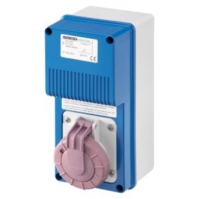 base fija vertical - con fondo - trasformador de seguridad - 2p 16a 230/24v 160va - ip67