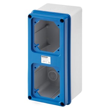 Caja de superficie con tapa preparada para 2 frontales - IP67 Caja de superficie con tapa preparada para 2 frontales - IP67