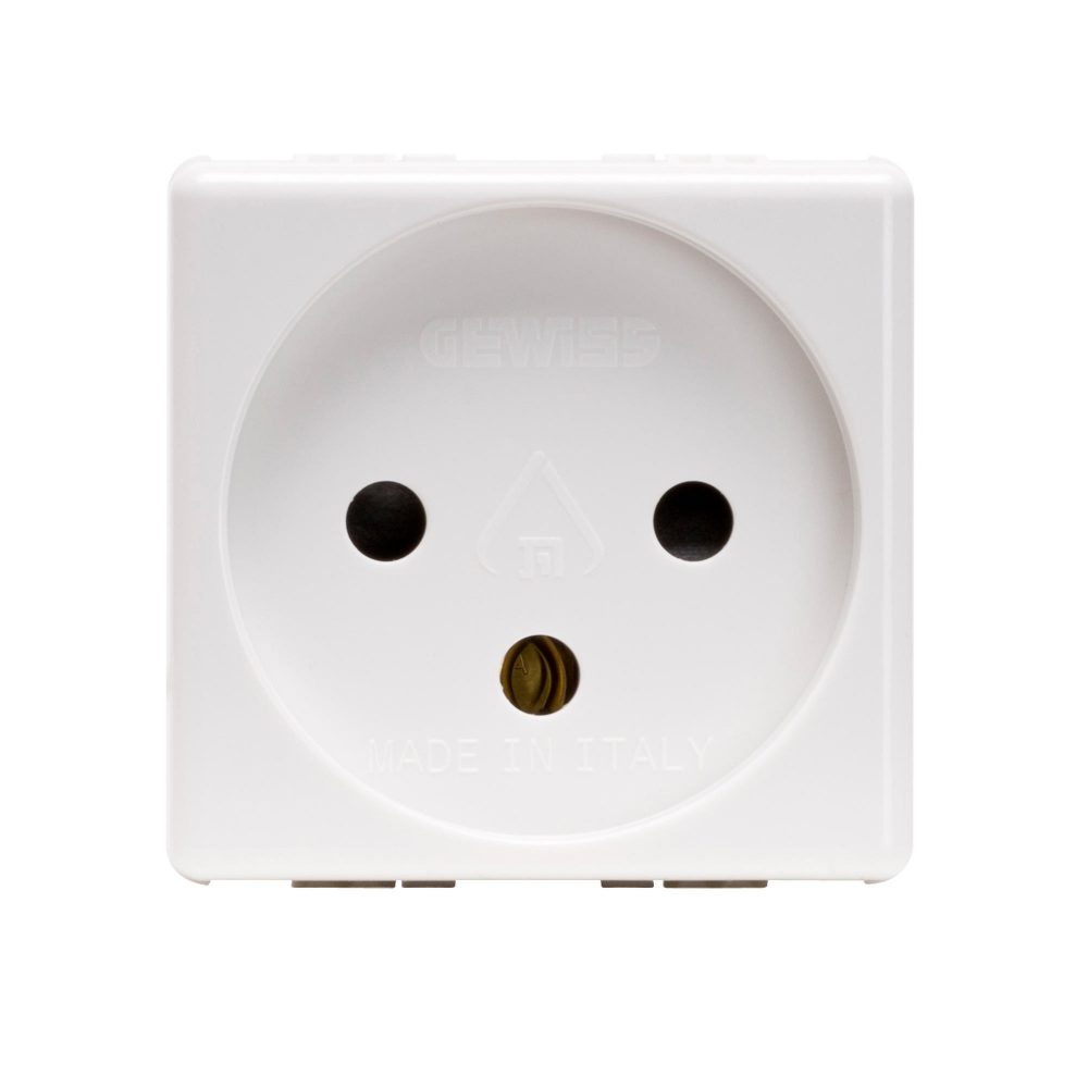 presa standard israeliano 250v ac - 2p+t 16a - 2 moduli- system white