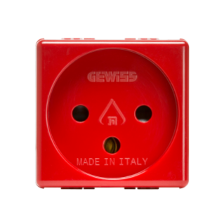 ISRAELI STANDARD SOCKET-OUTLET 250V ac - FOR DEDICATED LINES - 2P+E 16A - 2 MODULES - RED - SYSTEM