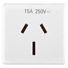 australian standard socket-outlet 250v ac - 2p+e 15a - flat plug - 2 modules - system white