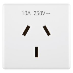 australian standard socket-outlet 250v ac - 2p+e 10a - flat plug - 2 modules - system white