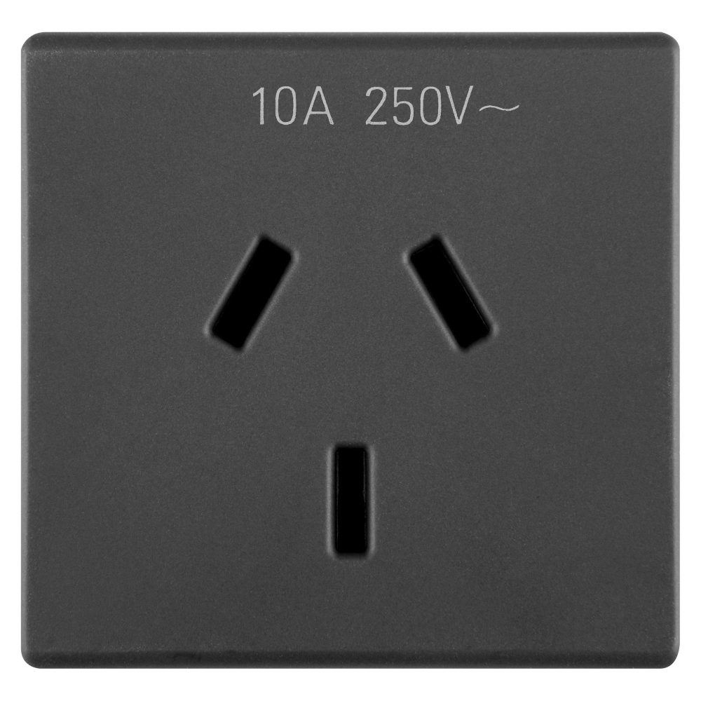 zásuvka dle australské normy 250 v ac – 2p+e 10 a – plochá vidlice – 2 moduly – system – černá