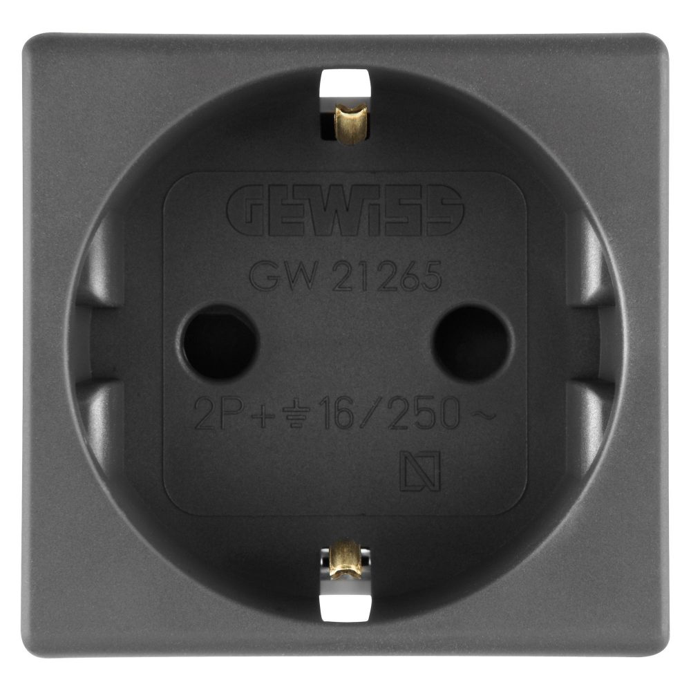 presa standard tedesco 250v ac - 2p+t 16a - 2moduli - system black