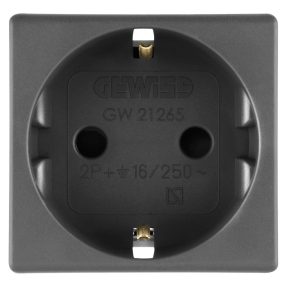 PRIZĂ STANDARD GERMANĂ 250V c.a. - 2P+E 16A - 2 MODULE - SISTEM NEGRU