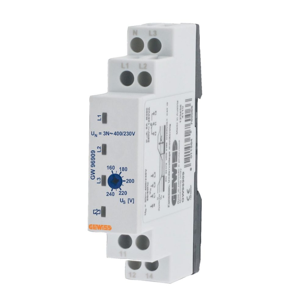  ממסר בקרת חוסר מתח - מערכת חשמלית AC תלת-פאזית - 230/400V AC‏‏ - 1 מודול