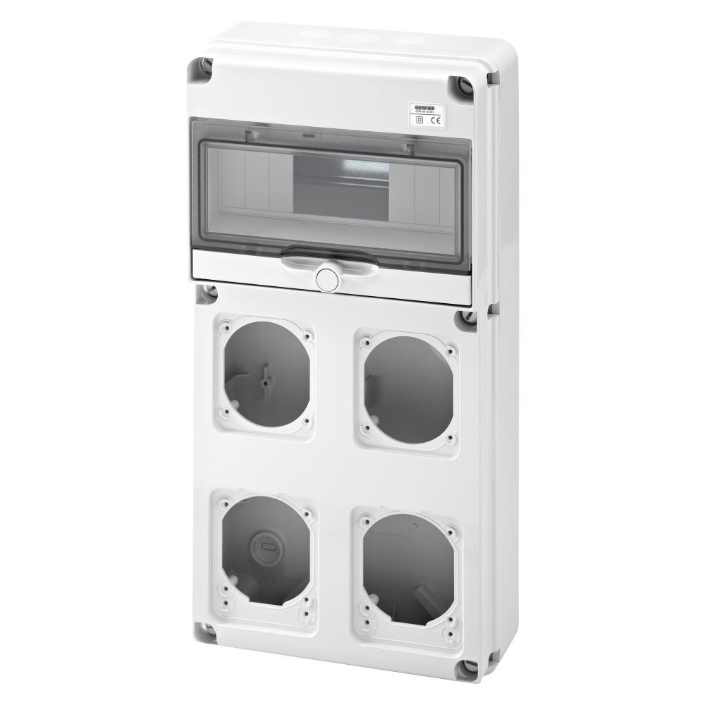 q-din 10 moduli - 2 flange iec 16a + 2 iec 16/32 a - ip65