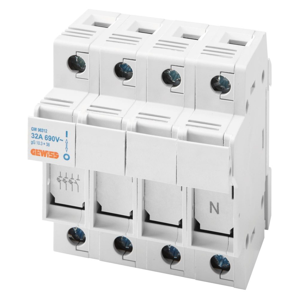 portafusibile sezionabile - 3p+n 8,5x31,5 400v 20a - 4 moduli