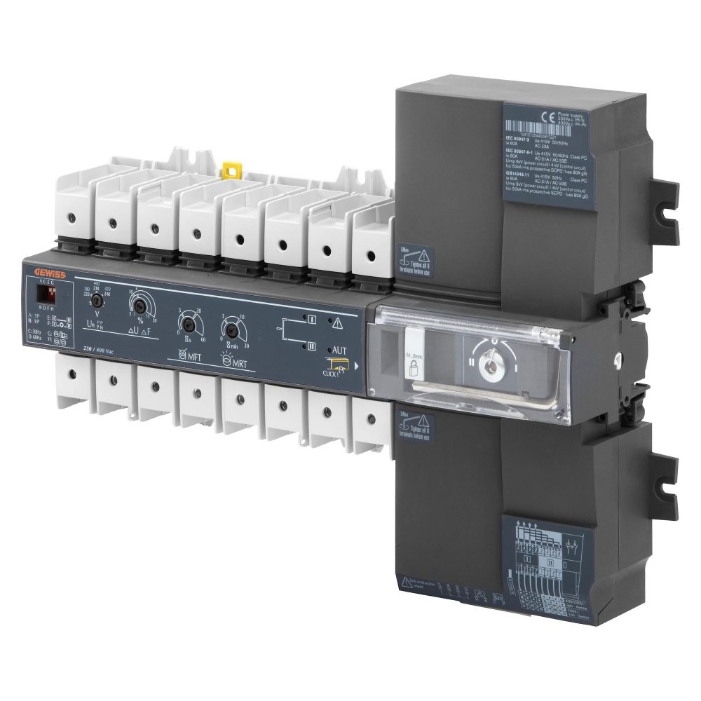 mss 160a ats - système de commutation automatique monobloc à 3 positions - 63a 230v - 19 modules