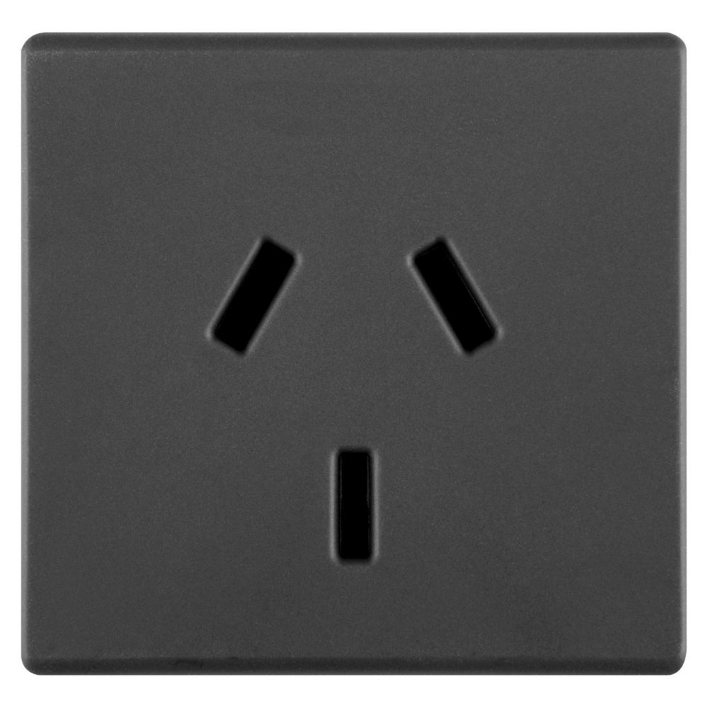 PRISE STANDARD ARGENTIN 250V ca - 2P+T 10A - FLAT BROCHES - 2 MODULES- NOIR - SYSTEM