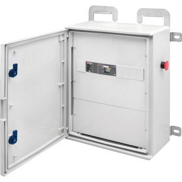 Wired polyester boards with blank door equipped with lock - Grey RAL 7035