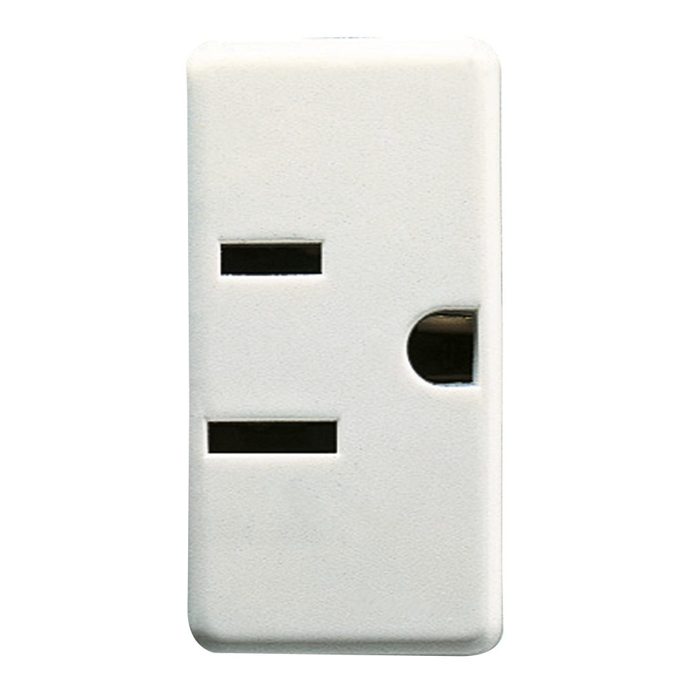  PRIZĂ STANDARD SUA 250/125V c.a. - 2P+E 15A 125V - FIȘĂ ORIZONTALĂ PARALELĂ PLATĂ - 1 MODUL - SISTEM ALB
