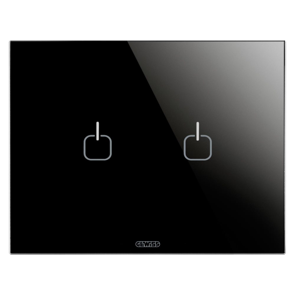 placca ice touch - in vetro - 2 simboli - nero - chorusmart