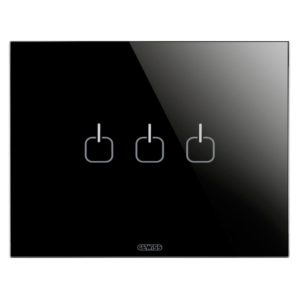 placca ice touch - in vetro - 3 simboli - nero - chorusmart
