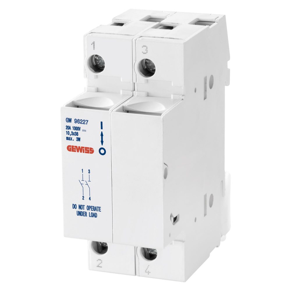 porte-fusible sectionnable - 2p 10,3x38 1000vcc 20a - 2 modules