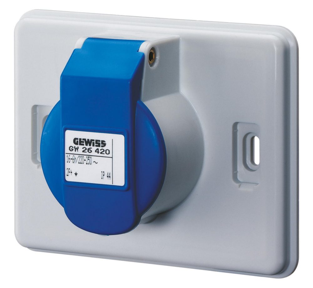  PRESA INDUSTRIALE A NORMA IEC 309 - GRIGIO RAL 7035 - 2P+T - 16A 230V - IP44