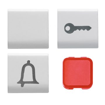 Button keys for rocker controls and interchangeable diffusers for indicator lights