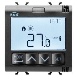  TERMOSTATO CON GESTIONE UMIDITÀ - KNX - 2 MODULI - NERO - CHORUSMART
