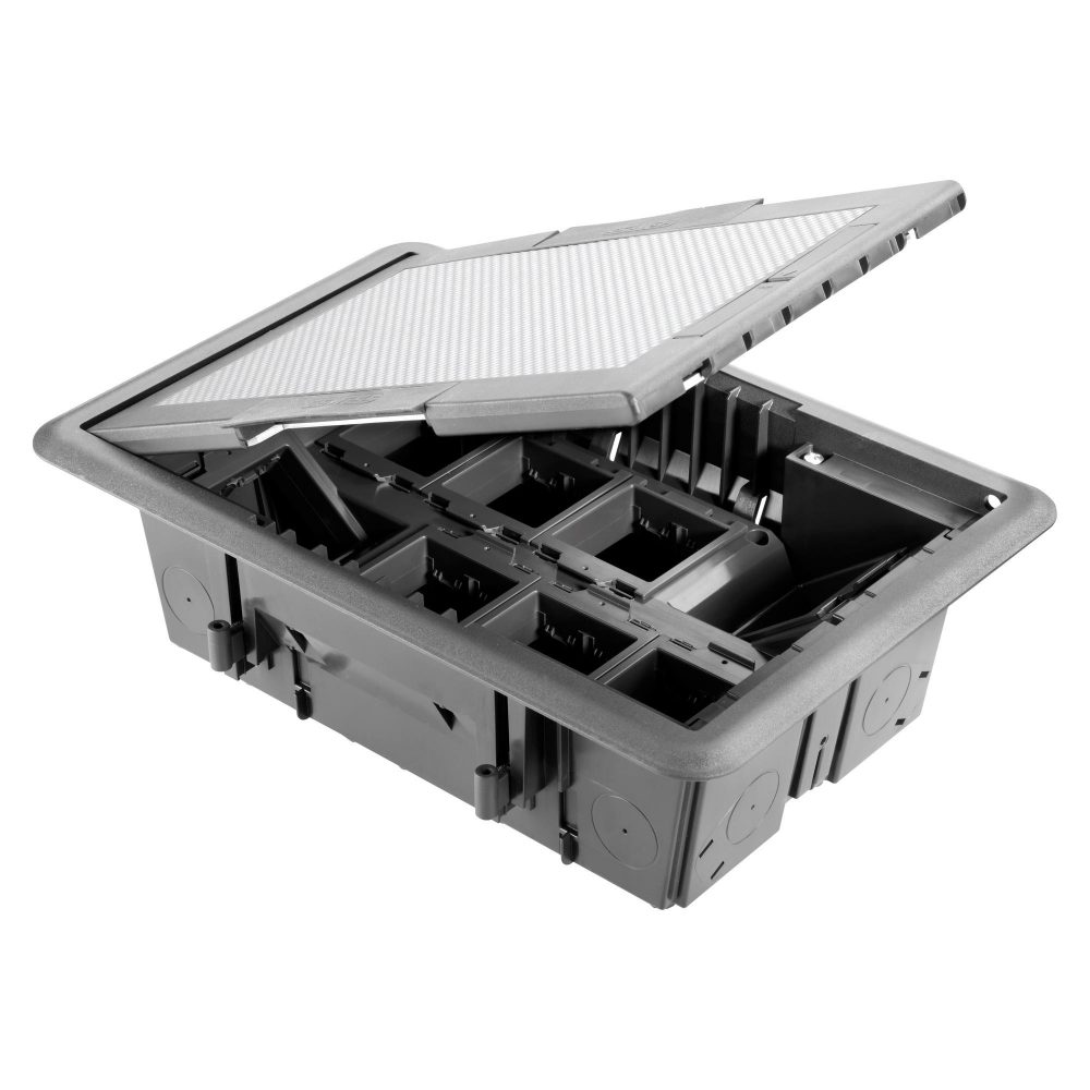 bodeneinbaudose - inox-abdeckung - 16 module system