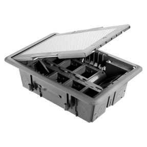 BODENEINBAUDOSE - INOX-ABDECKUNG - 16 MODULE SYSTEM