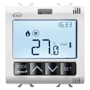 termostato con gestione umidità - knx - 2 moduli - bianco satinato - chorusmart