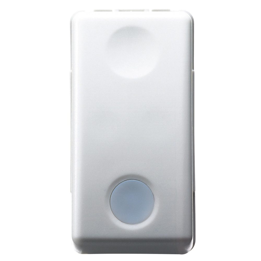  PULSANTE UNIPOLARE 250V ac - NA 10A - LUMINOSO 230V ac - CON LENTE NEUTRA SOSTITUIBILE - 1 MODULO - SYSTEM WHITE