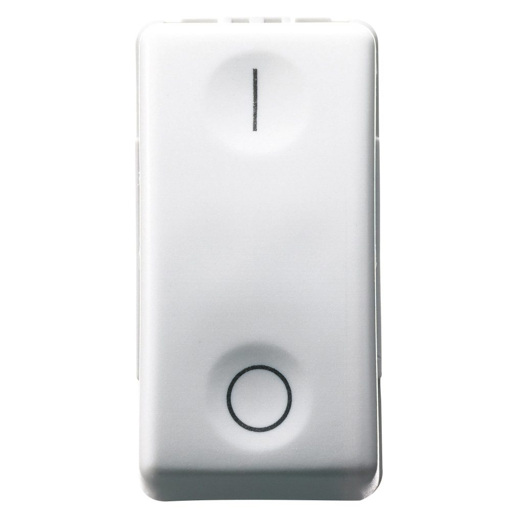  INTERRUTTORE BIPOLARE 250V ac - 16AX - NEUTRO - SIMBOLO 0/I - 1 MODULO - SYSTEM WHITE