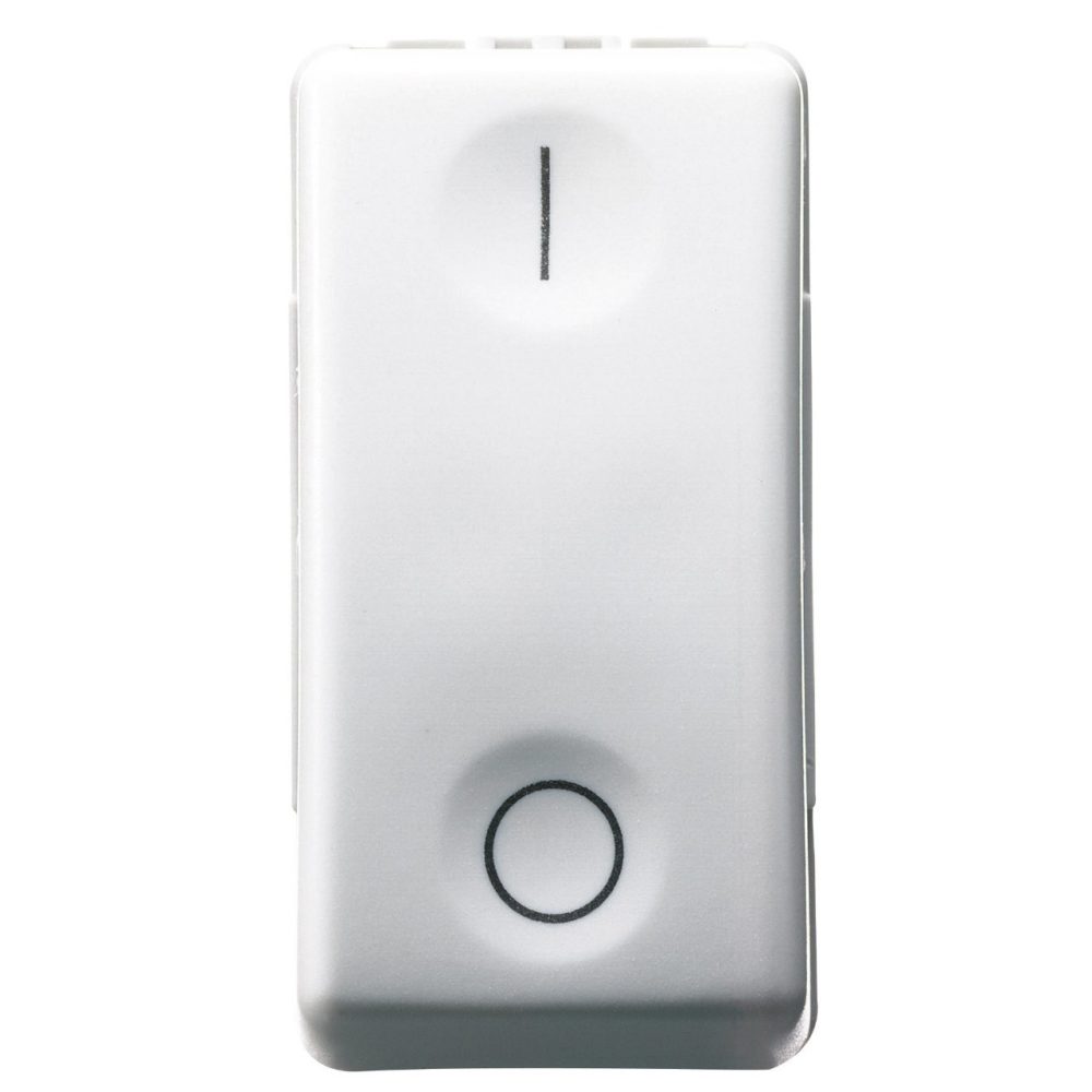  JEDNOCESTNÝ SPÍNAČ 2P 250 V AC – 16AX – NEUTRÁLNÍ – SYMBOL 0/I – 1 MODUL – SYSTEM – BÍLÁ