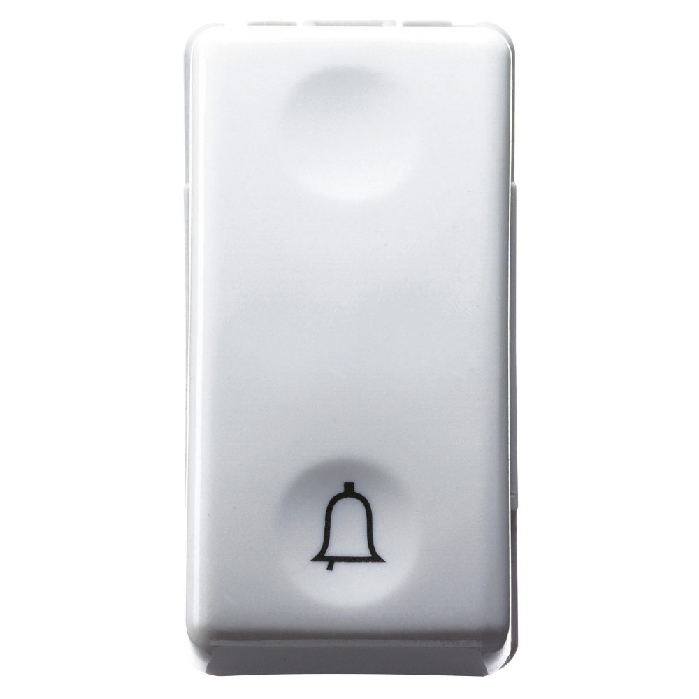 PULSANTE UNIPOLARE 250V ac - NA 10A - SIMBOLO CAMPANELLO - 1 MODULO - SYSTEM WHITE