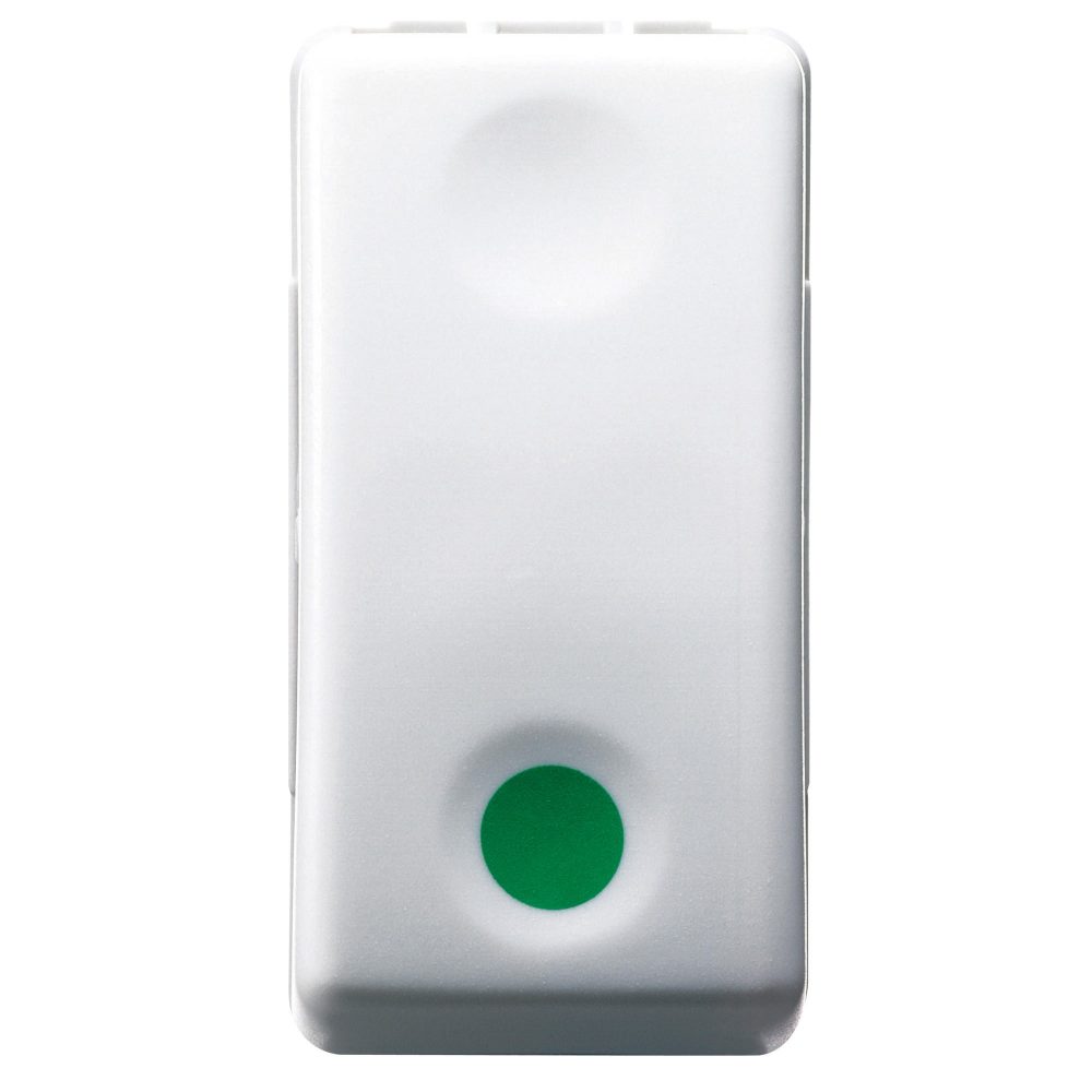  BUTON 1P 250V ac - NO 10A - YARDIMCI KONTAK NC - BAŞLAT - YEŞİL SEMBOL - 1 MODÜL - SİSTEM BEYAZ