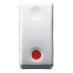 push-button 1p 250v ac - no 10a - auxiliares contact nc - stop - symbol red - 1 module - system white