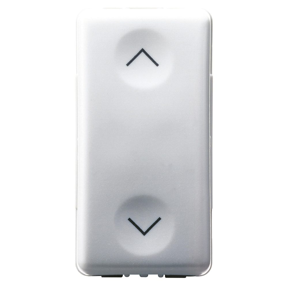  PULSANTE UNIPOLARE 250V ac - NA+NA 10A - CON INTERBLOCCO - SIMBOLO SU- GIU' - 1 MODULO - SYSTEM WHITE